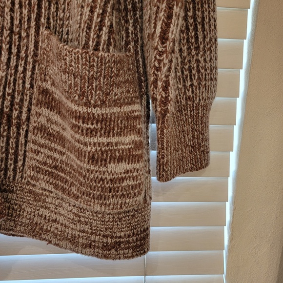 Banana Republic Open Front Cardigan Medium Brown Tan Heavy Chunky Knit NWOT NEW - Picture 5 of 8